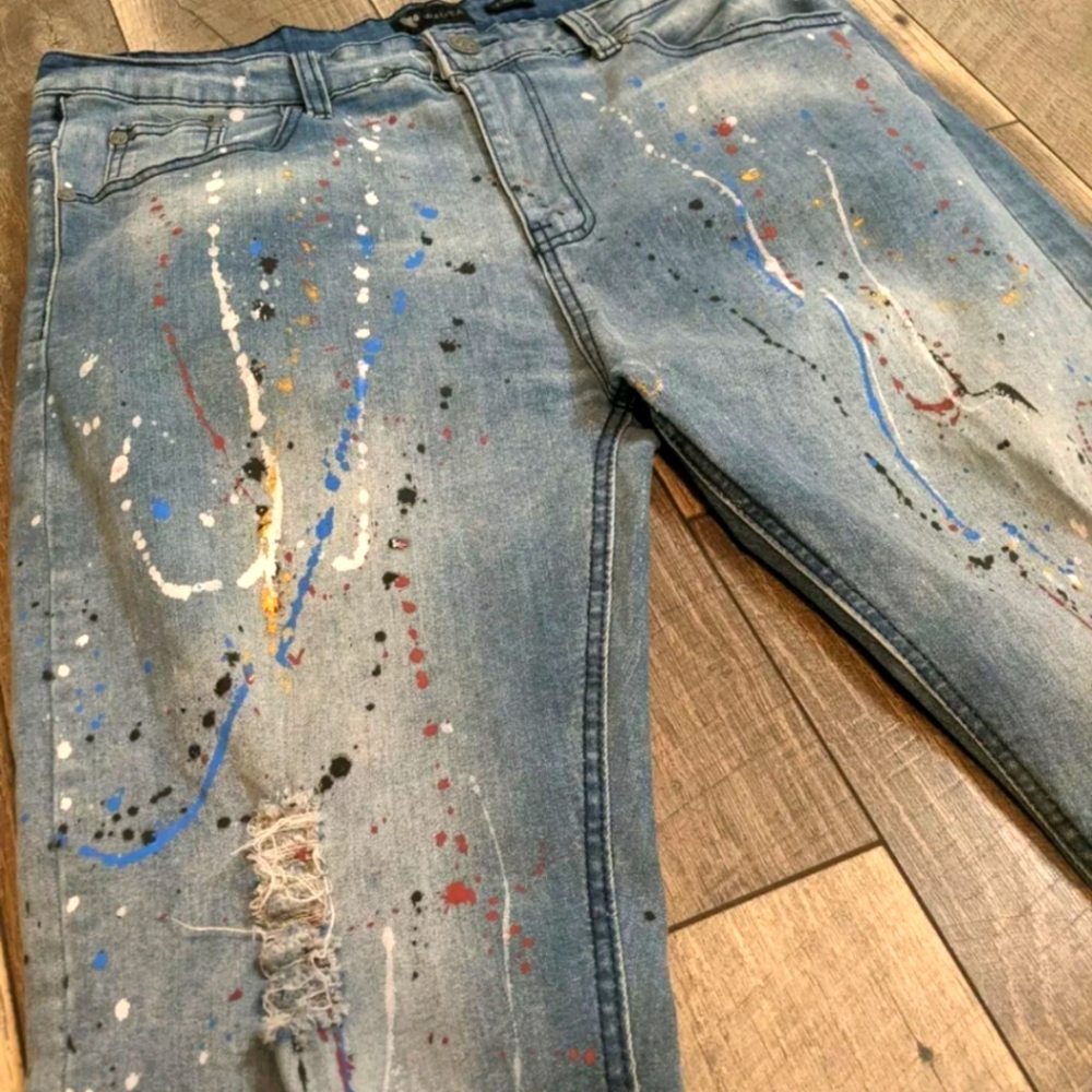 Wiamea Men's Jeans 38 x 32 Paint Splatter 🎨